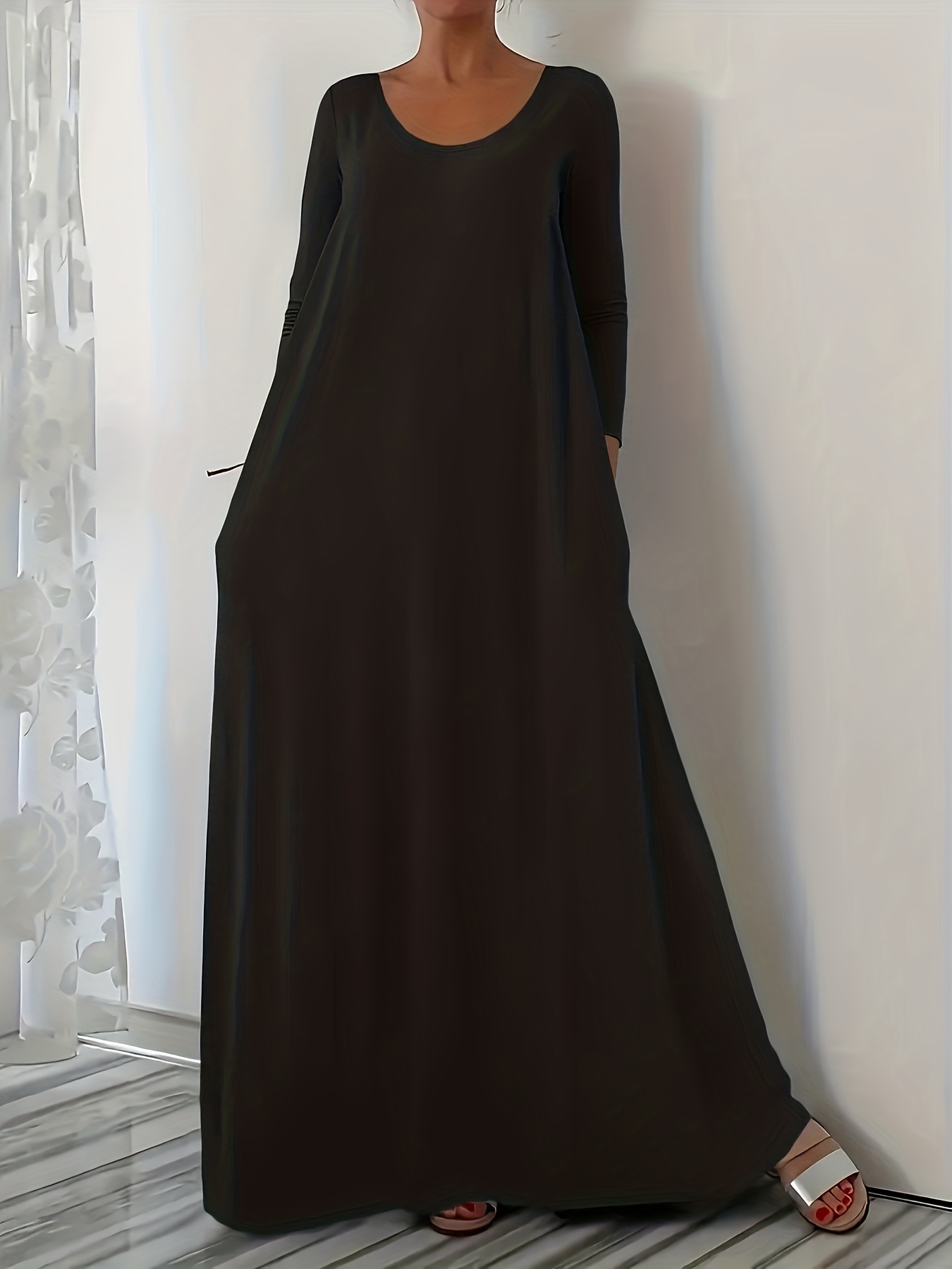 knee length dresses for ladies Square Neck Maxi Dress | ÉTERNE main image 1