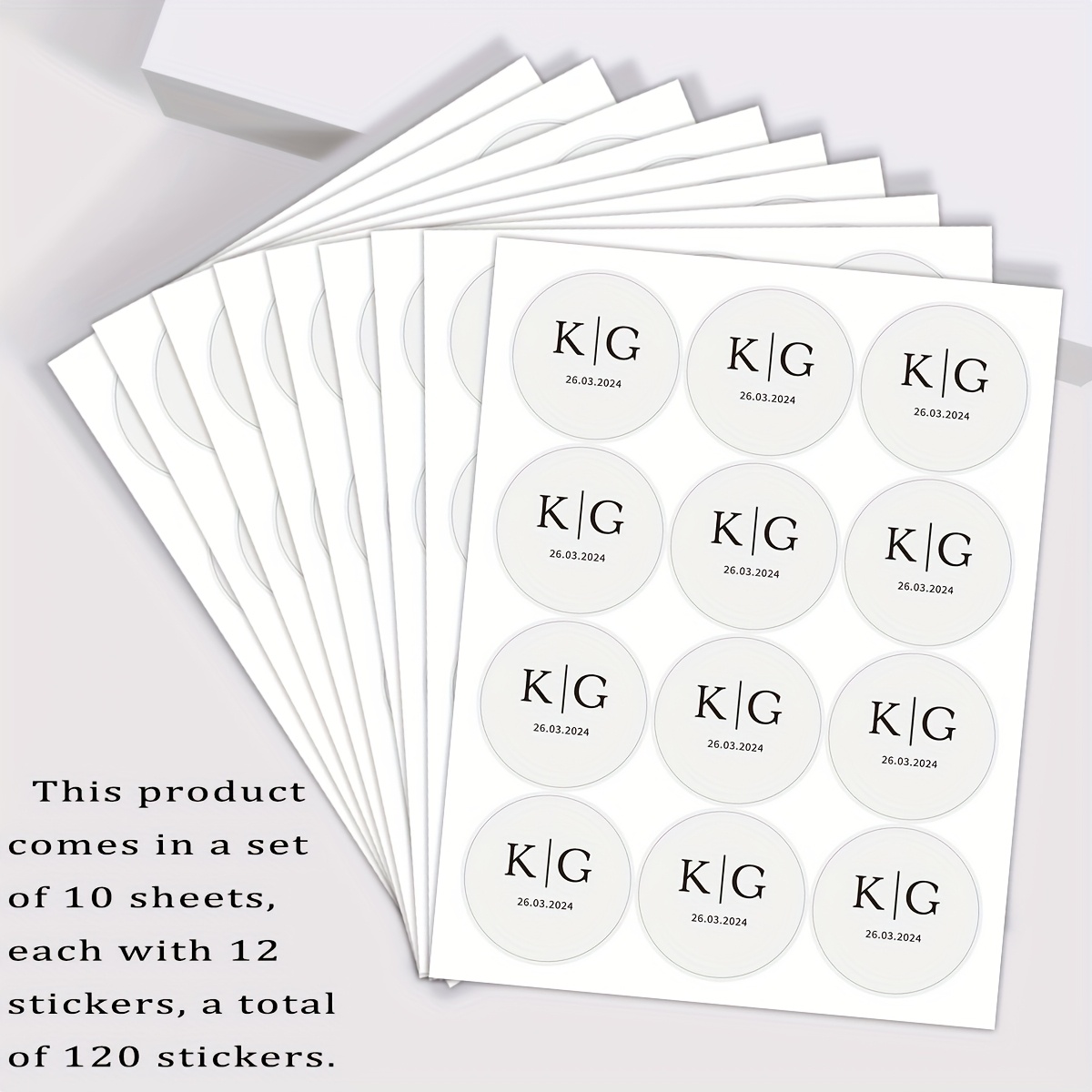 120pcs/10sheets Text Custom Circular Stickers - Personalized Text Stickers For Weddings, Birthdays, Baptisms, Showers, Design Your Own Stickers, Personalized Stickers