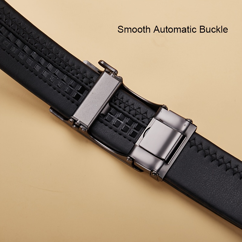 Men'S Automatic Buckle Belt Made from Second-Layer Cowhide, Stylish And Casual Leather Belt Ideal for Everyday Use, Perfect for a Gentleman'S Relaxed Attire