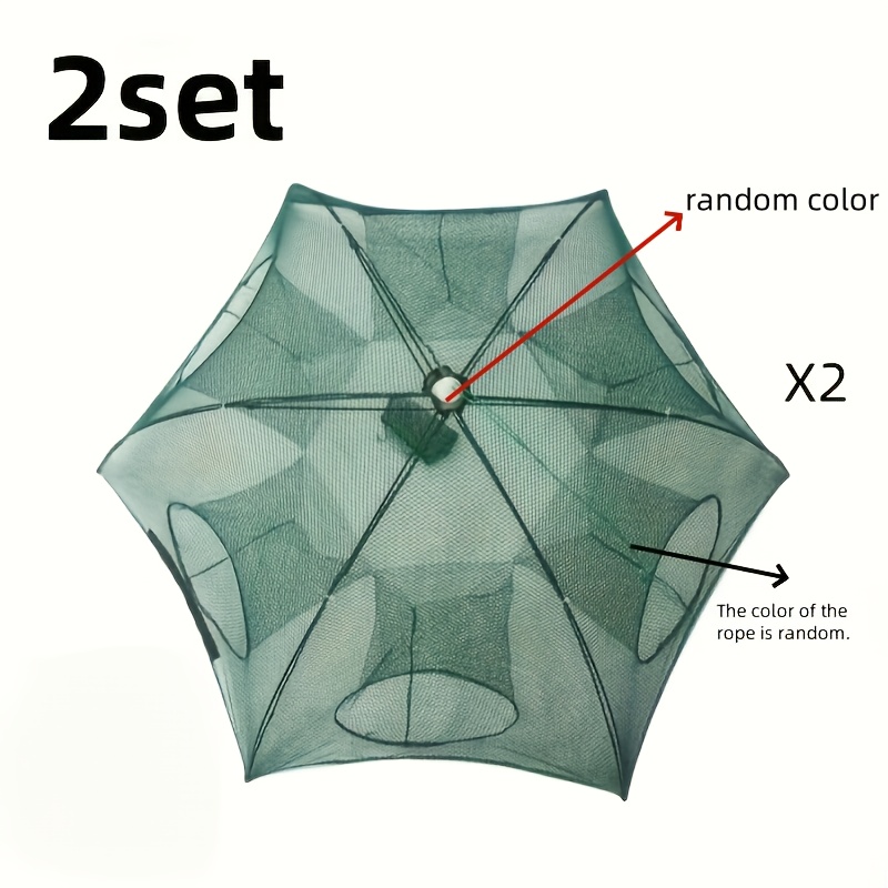 Pe Foldable Fishing Cage Parasol Net - Thickened Lobster Eel Catching Nets - For , Shrimp, Crab And Fish - Green Shrimp And Crab Fishing Nets.rope Random