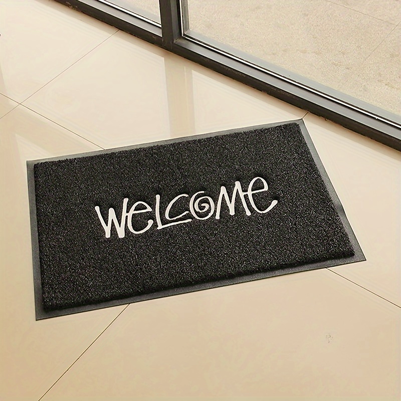 

Welcome Doormat - Black Pvc Entry Mat, Water-resistant And Stain Resistant Low Pile, Machine Made Non-slip Rectangle Welcome Carpet For Indoor/outdoor Use