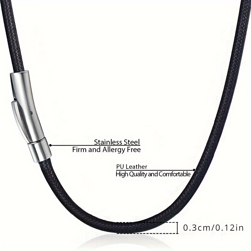 E-shop 3MM 18" 20" 22" 24" 26" Breite Herren Dünne Kante Snap Halskette Wasserdicht Gewebte Leder Halskette Seil Kette Riemen Strap Robuste Schnalle