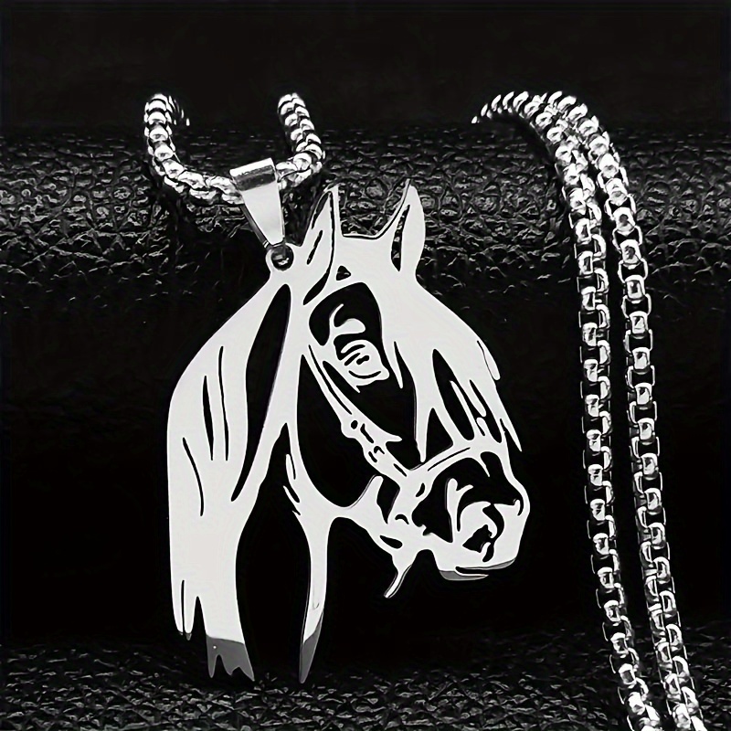 Image of A Unique Horse Head Pendant Necklace, Fashionable Stainless Steel Animal Necklace Jewelry, Suitable For Women And Men To Wear, Durable, Allergic, Waterproof Fashionable Accessories