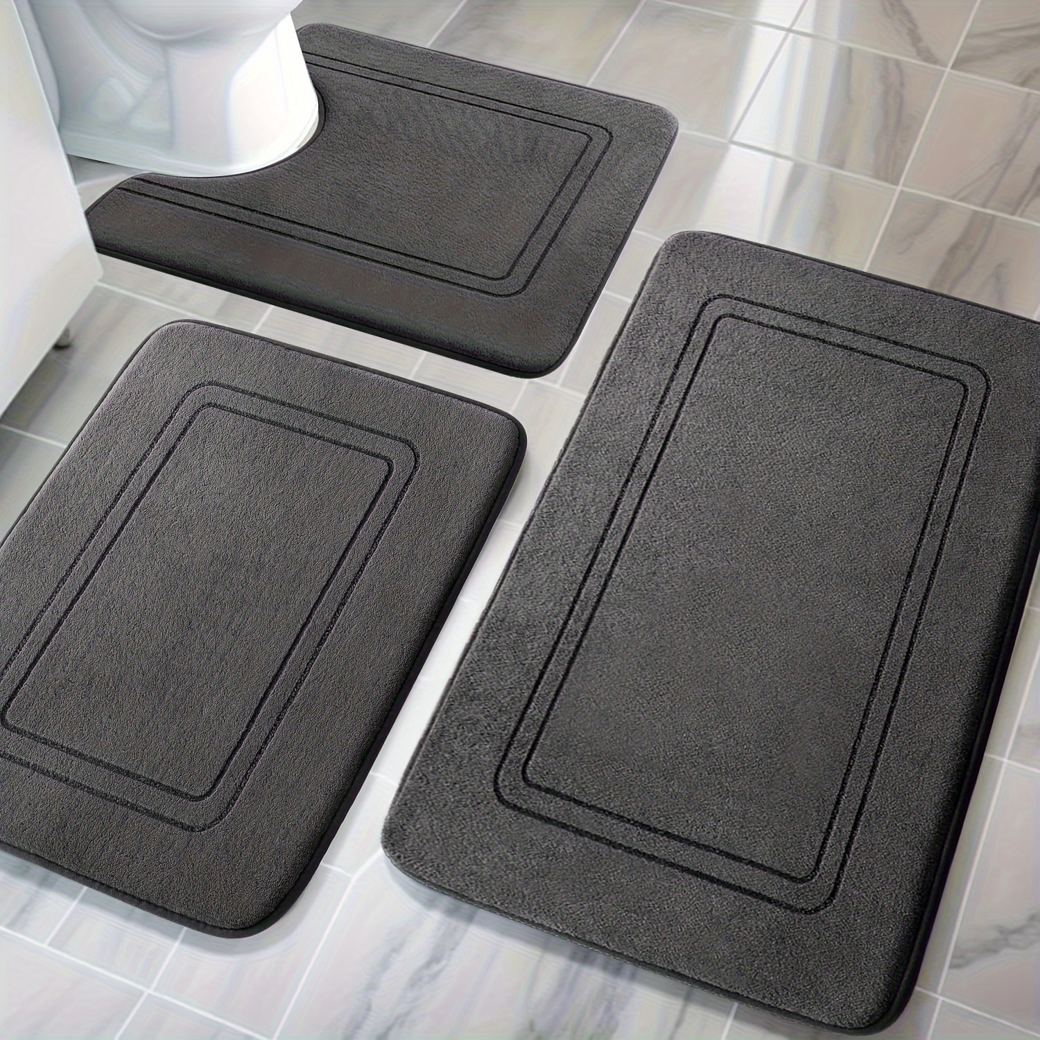 

Foam Bath Mat Set, Bathroom Rugs 3 , Non Bath For Bathroom, And Bath Rug Set, U Set