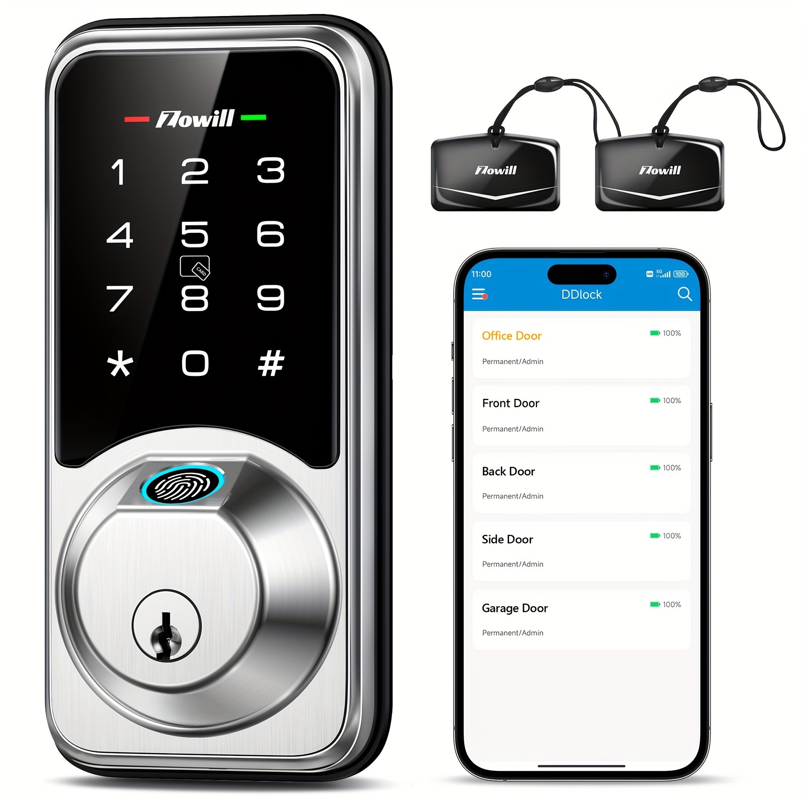 

Zowill Smart Fingerprint Door Lock With App Control