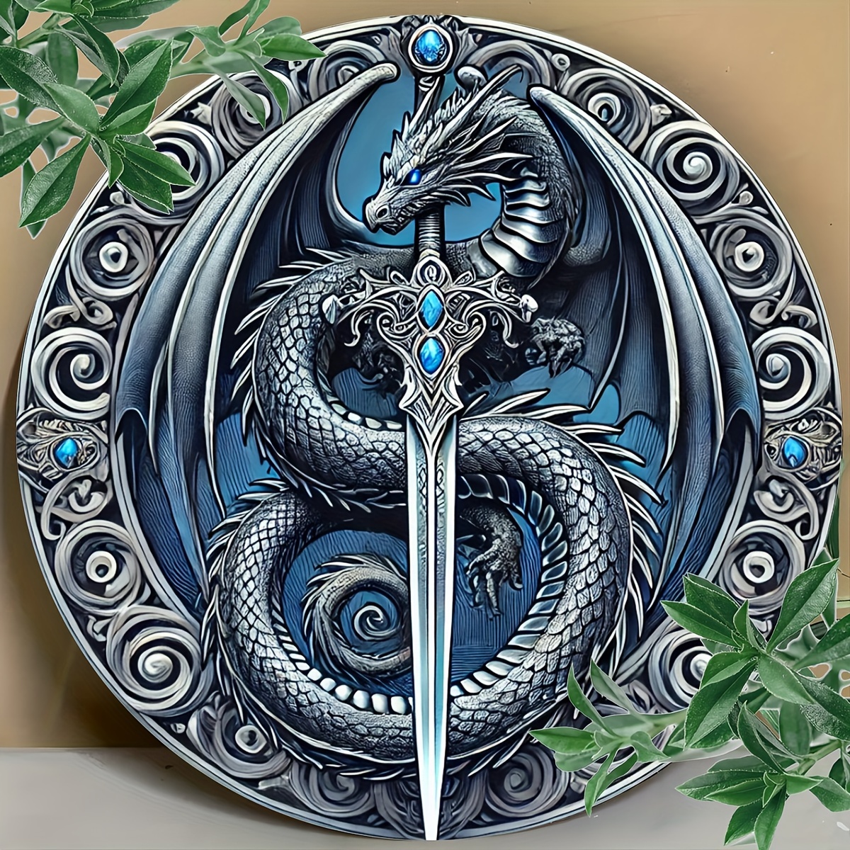 

Dragon Guardian Sword 7.8x7.8" Metal Sign - Perfect For Home, Wall, Door Decor | Ideal For Farmhouse, Bar, Cafe & Garden