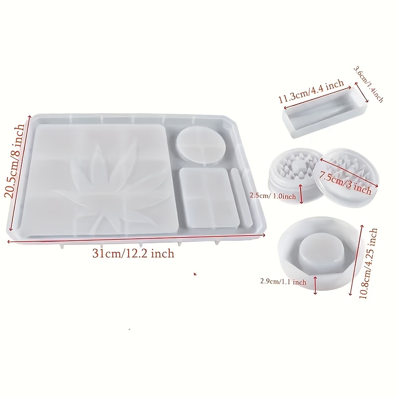 TEMU 5pcs Resin Mold Set, Silicone Molds For Epoxy Resin, Includes Large Roller Tray Mold And Grinder Mold For Grinding And Storing Resin Castings