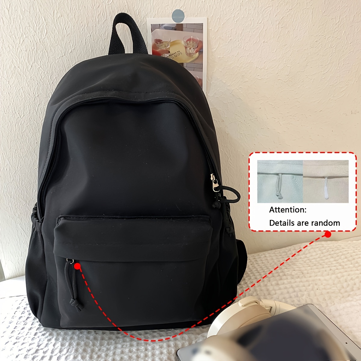 TEMU Simple Solid Color Casual Backpack, Lightweight Versatile High School Student Bag, Versatile Solid Color Daypacks For Hanging Out