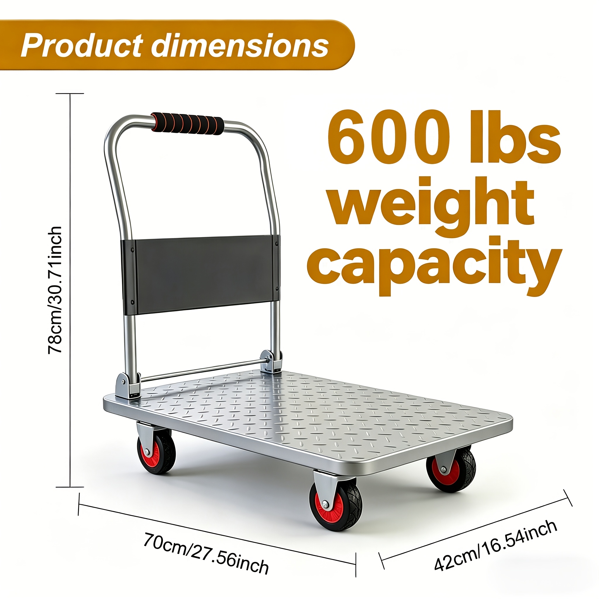TEMU Large Load Bearing Rolling Dolly Portable Utility Cart, Folding Flat Cart With And Swivel Wheels For Moving. Carrying Goods, And Home Renovation