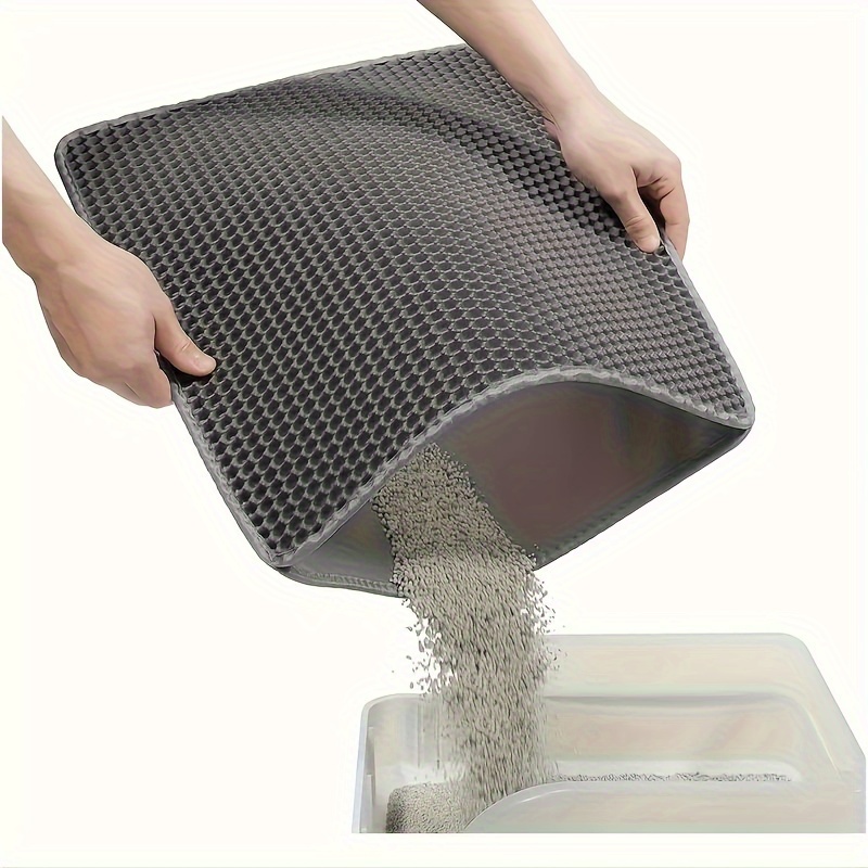 1pc double layer honeycomb design cat litter mat     cat litter non slip and washable cat cleaning pad suitable for pet toilets kennels cat litter trays 1