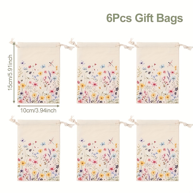 Gift For Her/him 6pcs, Gift Bags, Spring Summer Drawstring Bags, Drawstring Bag Packs, Birthday Party Favors Packaging Bag, Happy Birthday Decorations, For Birthday, Baby Shower