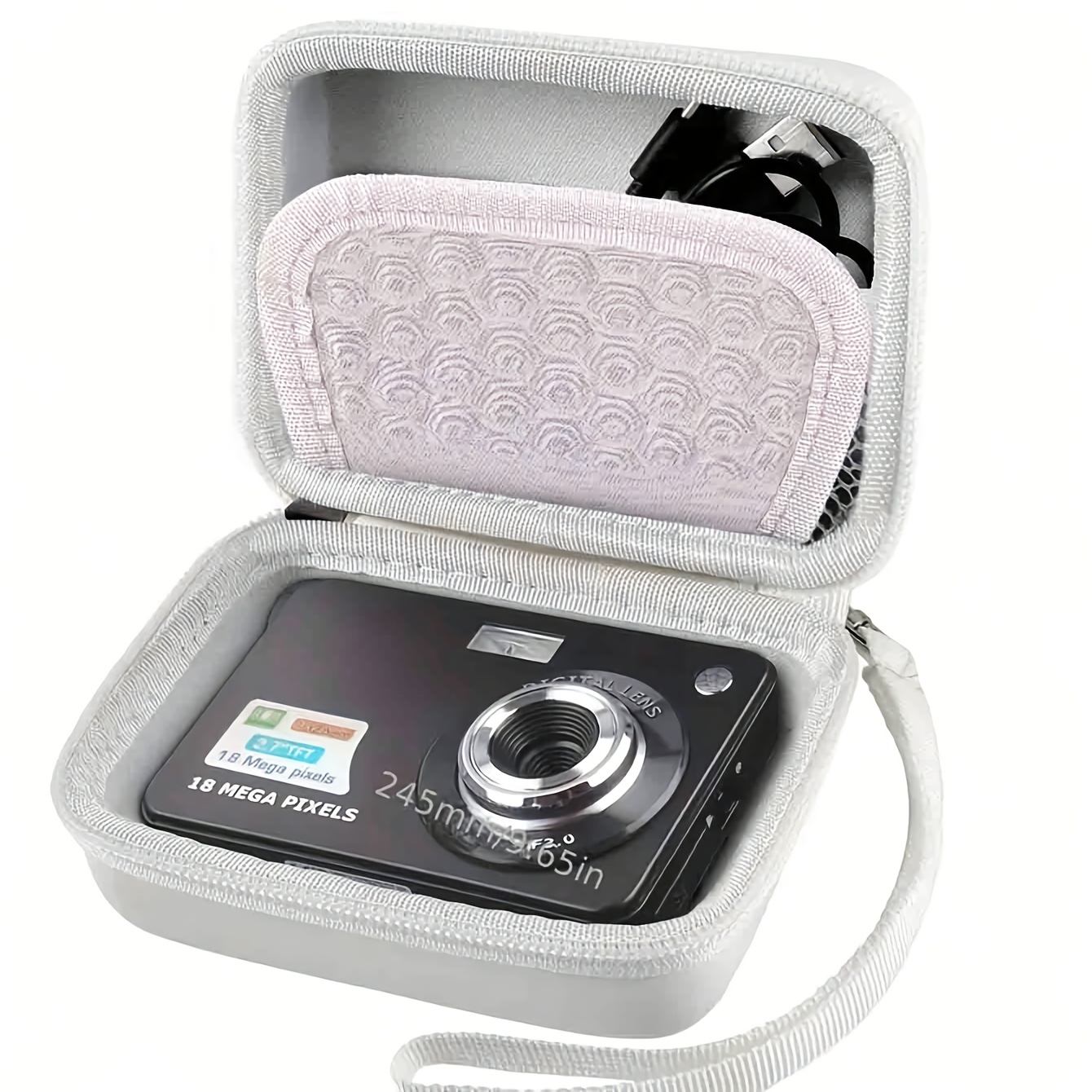 TEMU Sacoche pour appareil photo 1 pièce de couleur unie, étui de rangement pour appareil photo numérique à coque rigide en EVA, pochette de voyage