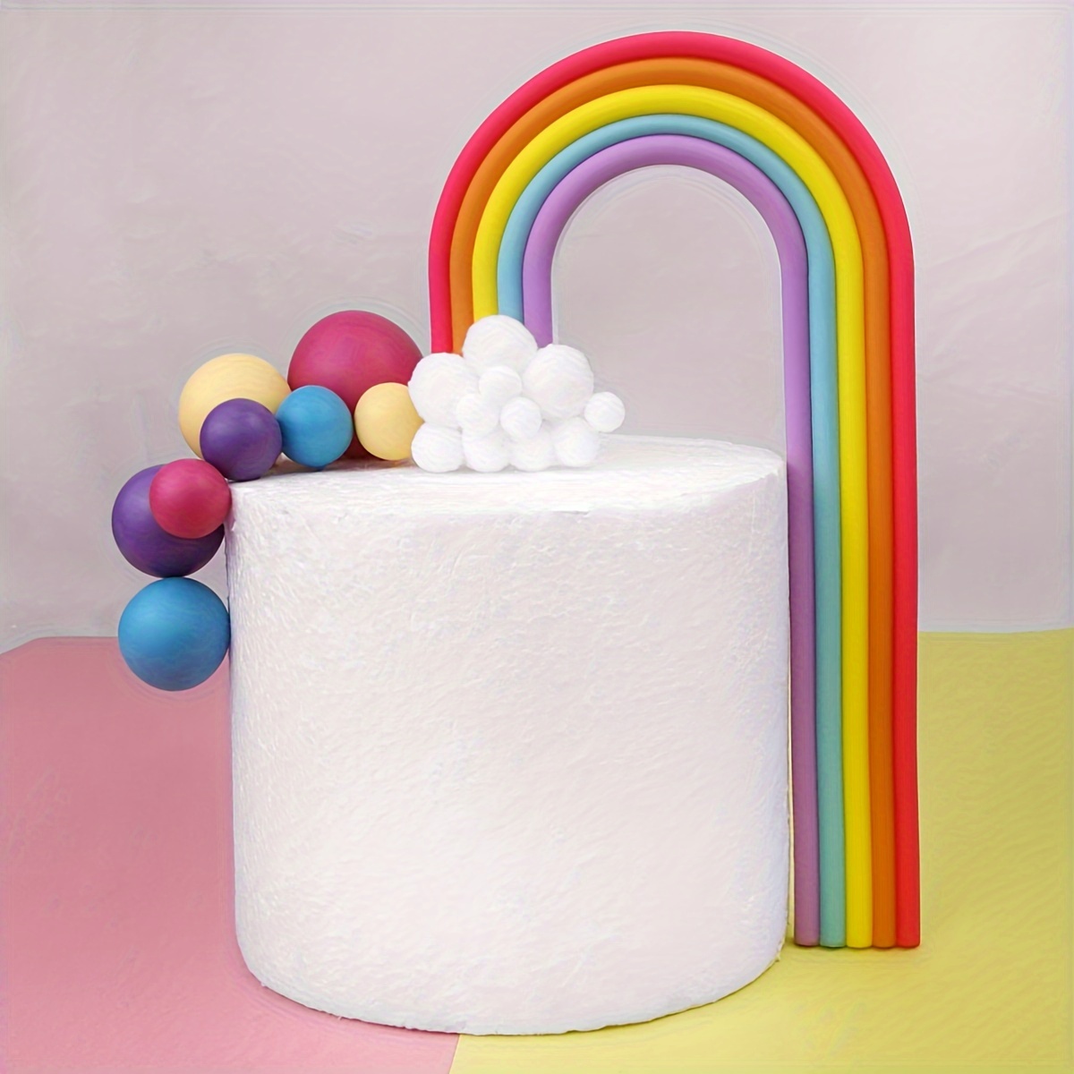

A Set Of 10 Cloud And Rainbow Cake Decorations Colorful Ball Cake Decorations For Weddings, Gift Parties And Birthday Party Decorations (colorful)