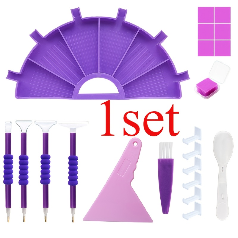TEMU Multifunctional Diamond Painting Tray. The Diamond Painting Drill Tray Features Circular And Semi-circular Designs. Point Drill Pen Storage Tray
