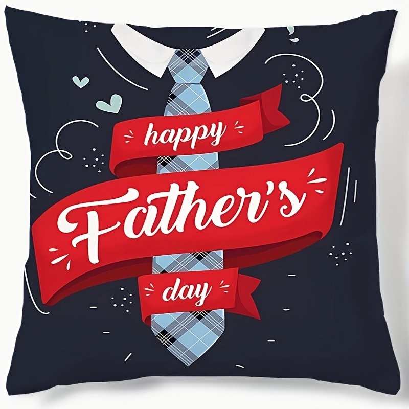 

1pc, Father's Day Single-sided Printed Polyester Peach Leather Velvet Home Decoration Car Decoration Holiday Decoration Throw Pillow Cover (without Pillow Core)