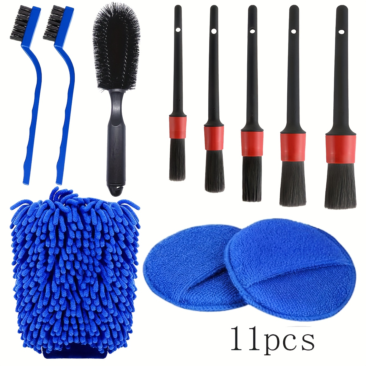 TEMU 11pcs Car Wash Detail Kit, Car Wash Detail Brush Set, Car Wash Detail , Detail Brush, Car Wash Kit, Car Wash Accessories, Internal, External And