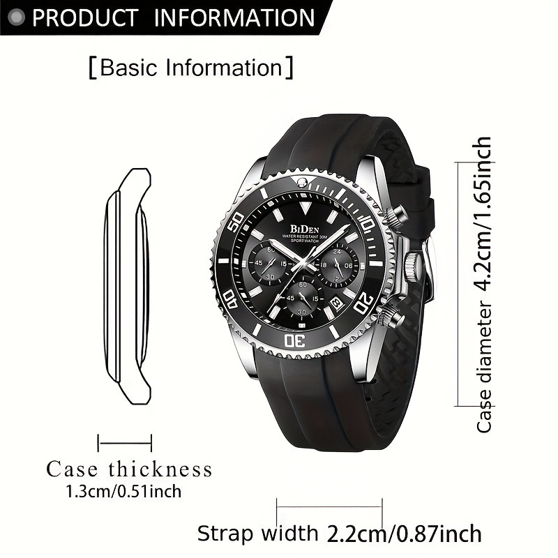 stylish boys sports watch with silicone band multi functional quartz movement   case   outdoor activities gifts details 2
