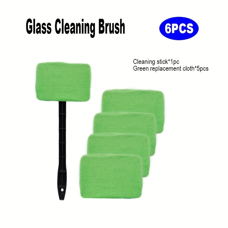 Image of 6/9pcs Windshield Cleaning Kit, Including Pole, Replacement Cloth, Spray Bottle, For Cleaning Car Windows, Car Glass Cleaning Kit, Car Window Cleaner Car Cleaning Brush
