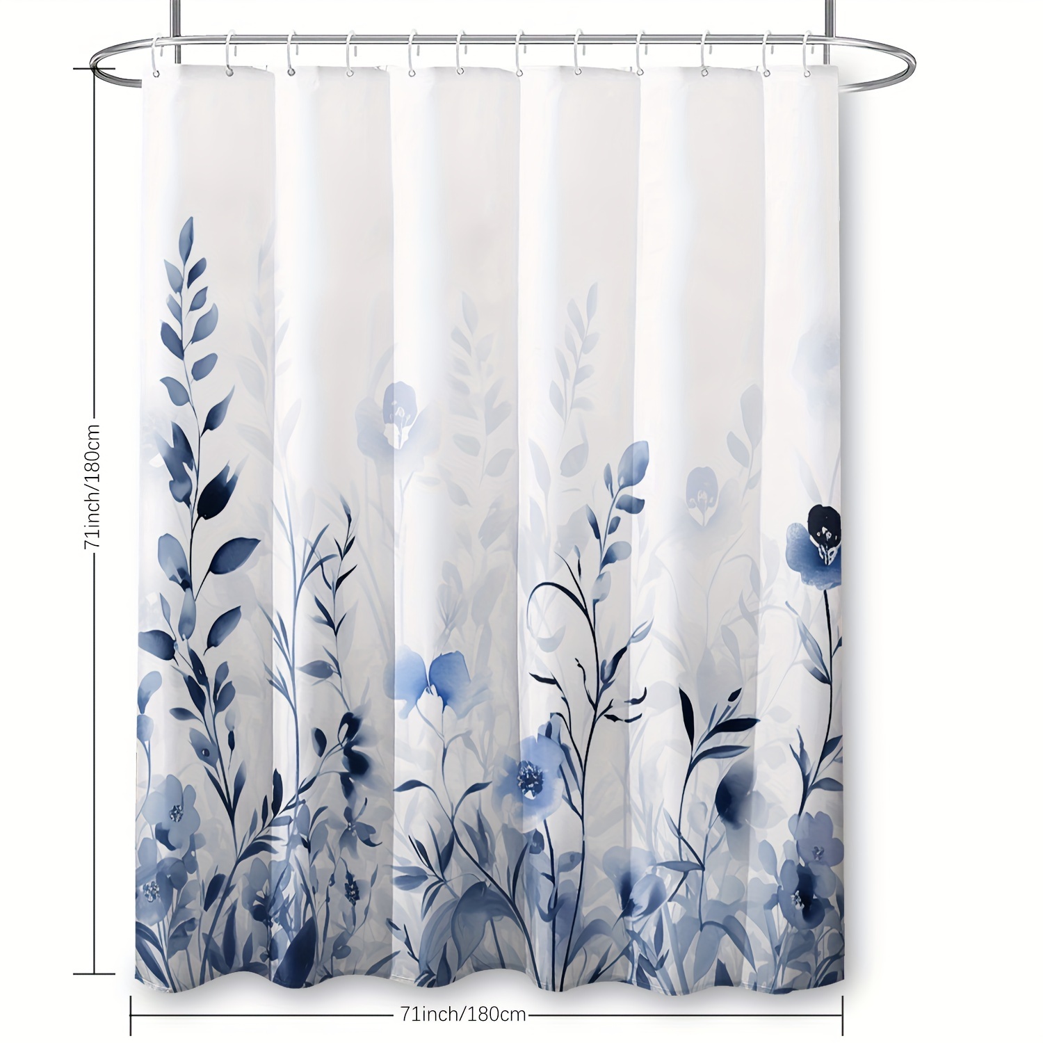 TEMU Ensemble de rideau de douche motif branche fleur 1 pièce 180x180 cm avec crochets de douche en plastique, Rideaux de fenêtre imprimés modernes