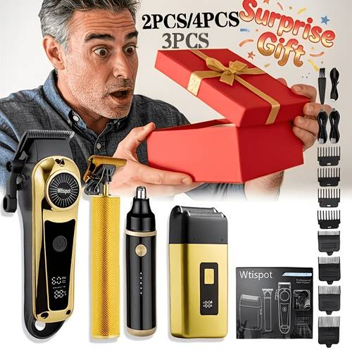 of everything 2pcs 3pcs 4pcs mens electric hair clipper nose hair clipper shaver set wireless usb charging professional hair clipper set with lithium battery his ideal gift christmas valentines gift fashionable