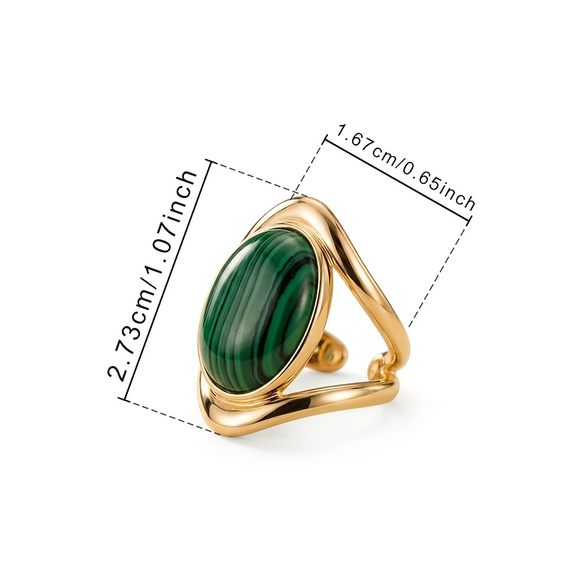 Vintage Style Oval Green Synthetic Zirconia Open Ring