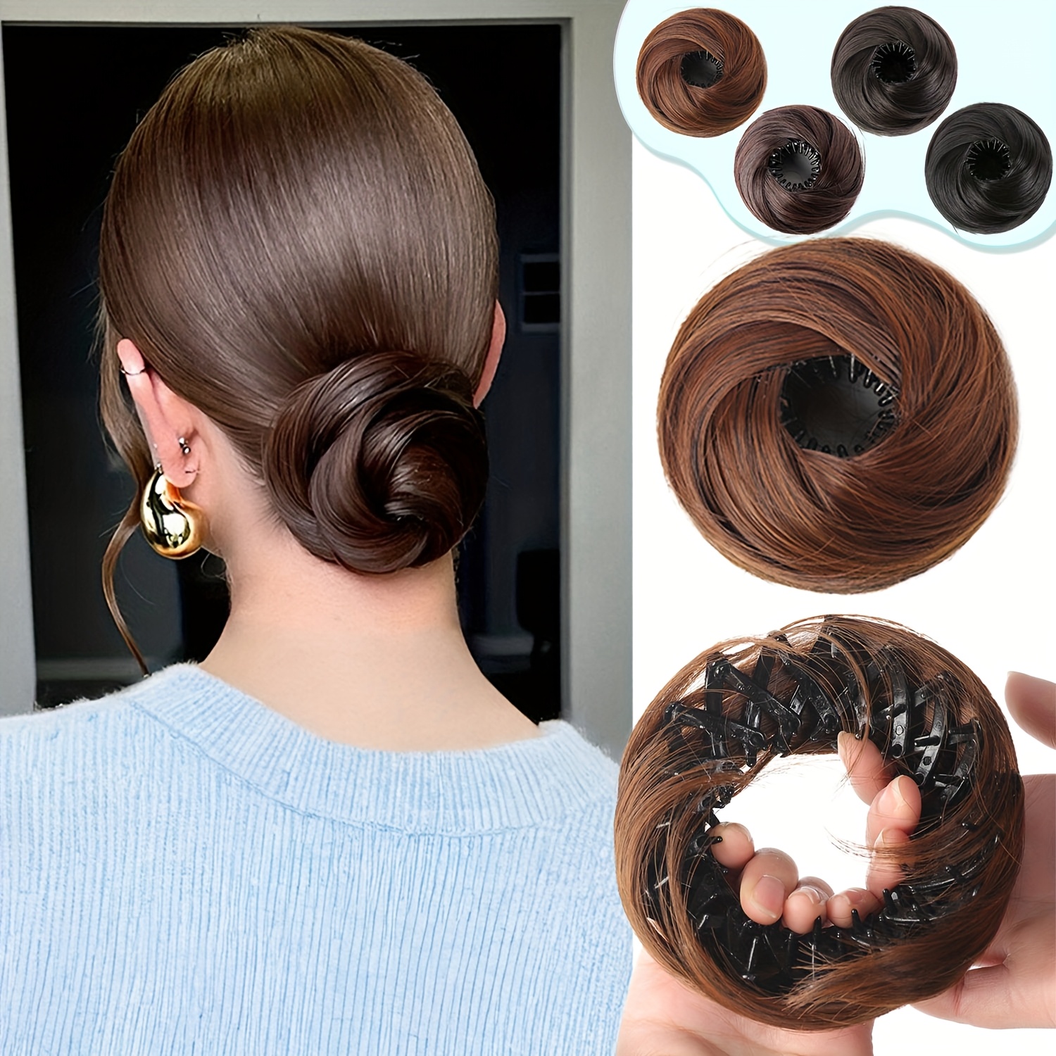 messy bun hair piece womens free contraction hair coiling suitable hair wig for women suitable christmas party cosplay Product details 0