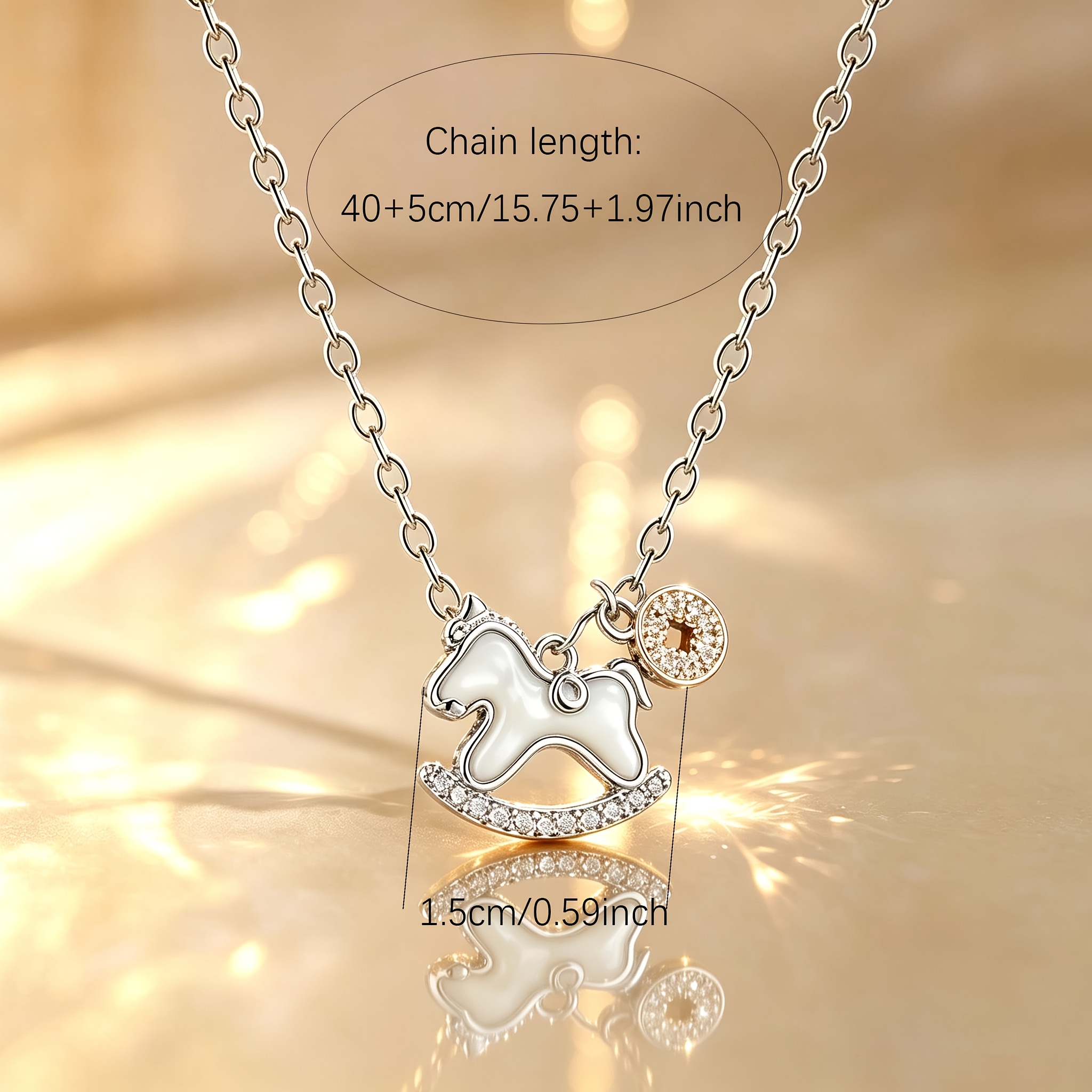 Women's 925 Silver Pony Design Necklace, Elegant Daily Wear