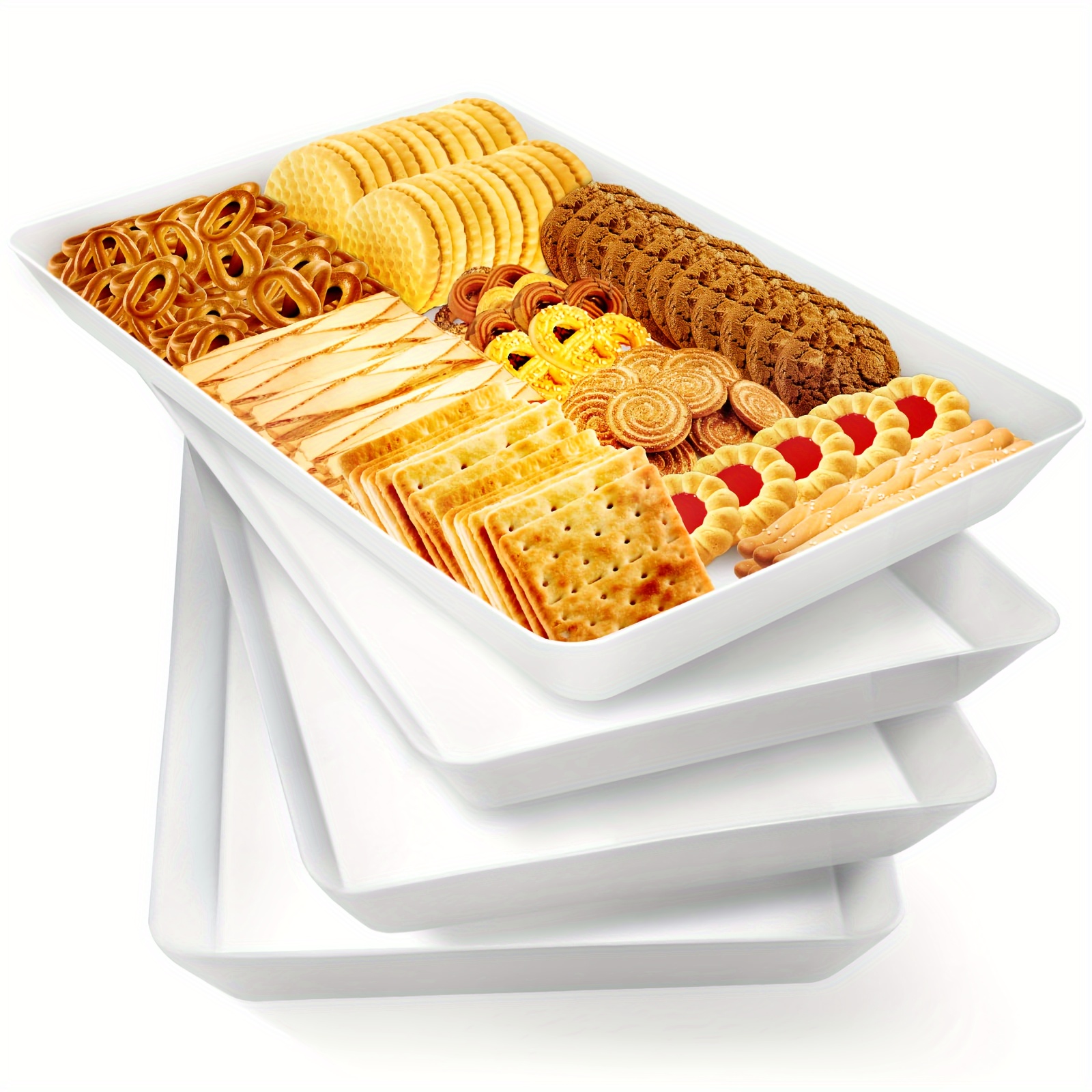 

4 Pcs For Entertaining, Platters For , Cookies, , , Reusable Plastic Trays For And Pantry Organization In & For Parties