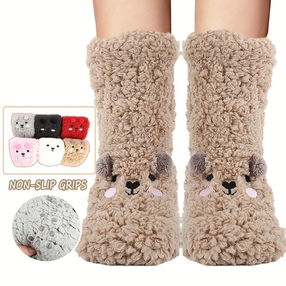 

Fuzzy Socks For Women Warm Soft With Grips Fleece-lined With Grippers Slipper Plush Fuzzy Socks Socks Sleep Socks Winter Fluffy Sock Indoor Christmas Gift Girls