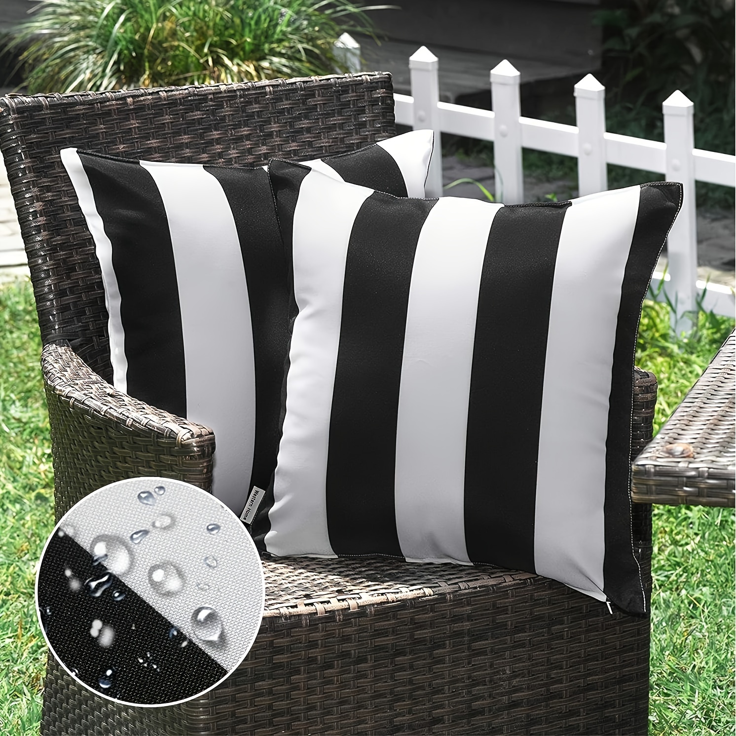 

2-piece Modern Striped Waterproof Throw Pillow Covers - Durable Polyester, Zip Closure For Outdoor & Indoor Use - Perfect For Patio, Balcony, Couch Decor (pillow Inserts Not Included)