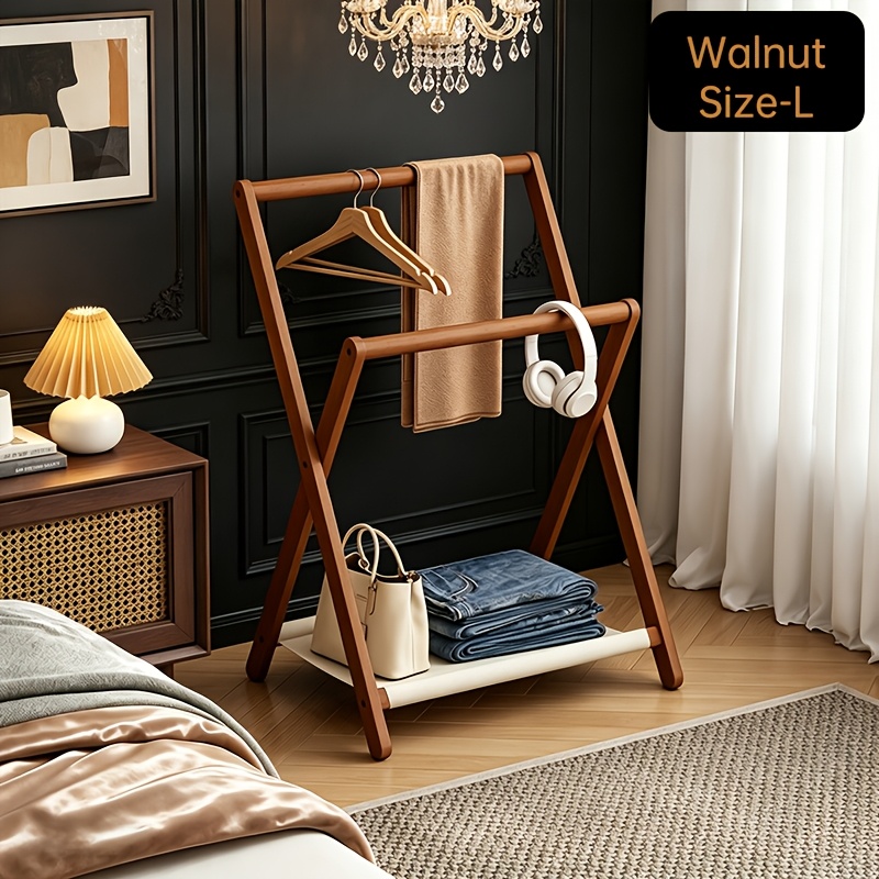 TEMU Perchero de exhibición de ropa de A de bambú Nan natural de grado para muebles, con diseño de colgadero dividido de barra y capa de soporte
