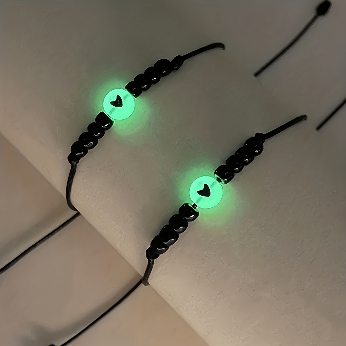 Adjustable Luminous Heart Bead Bracelets for Couples & Friends