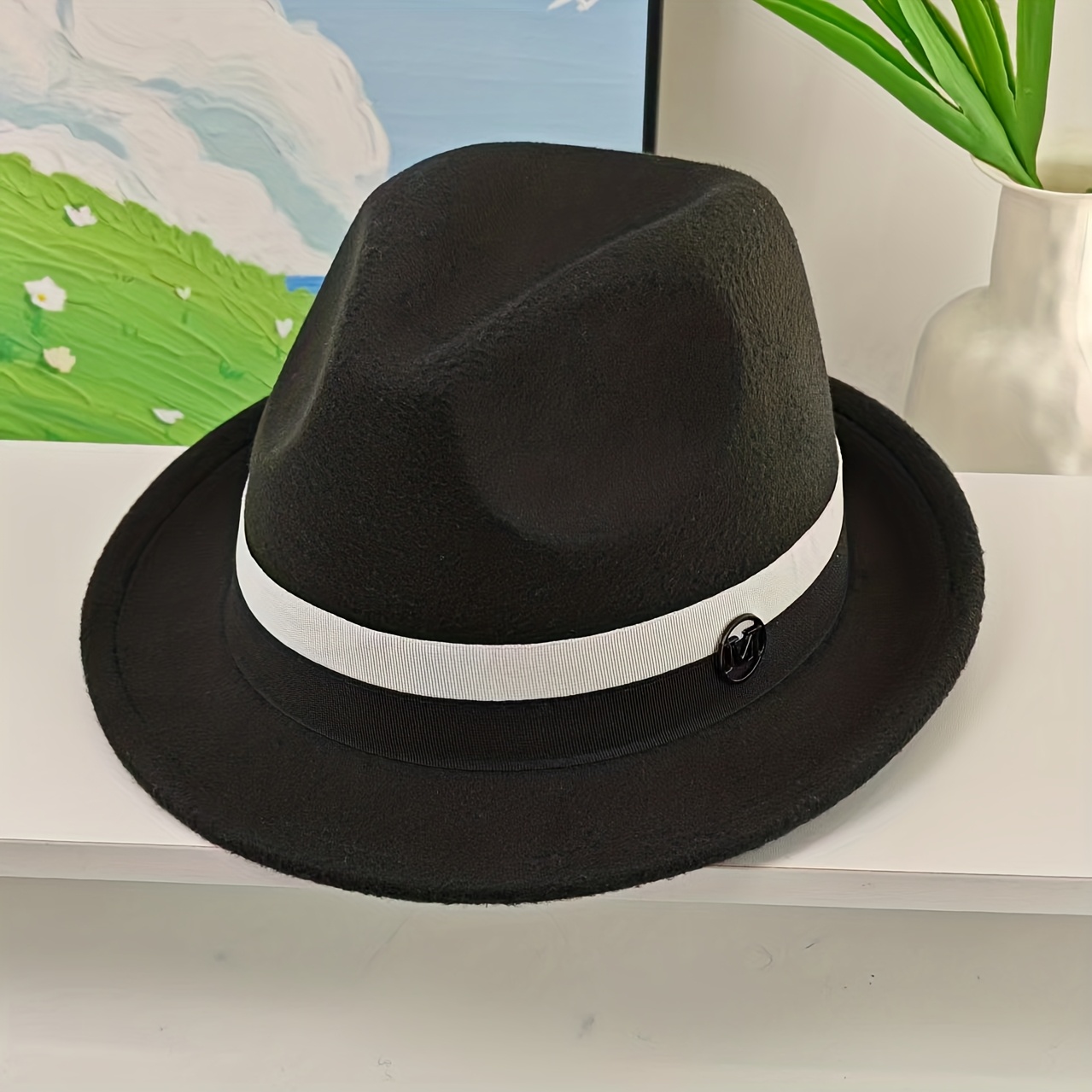 Image of Vintage Small Hat, Felt Hat With Detachable Ribbon, Perfect For Events, Vacations, Travel, Leisure, And , Great Gift For