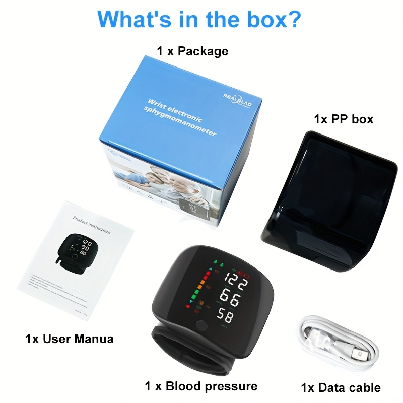 Wrist Electronic Blood Pressure Monitor with LCD Display, Memory, Charging, and Language Playback, Multiple Models Available