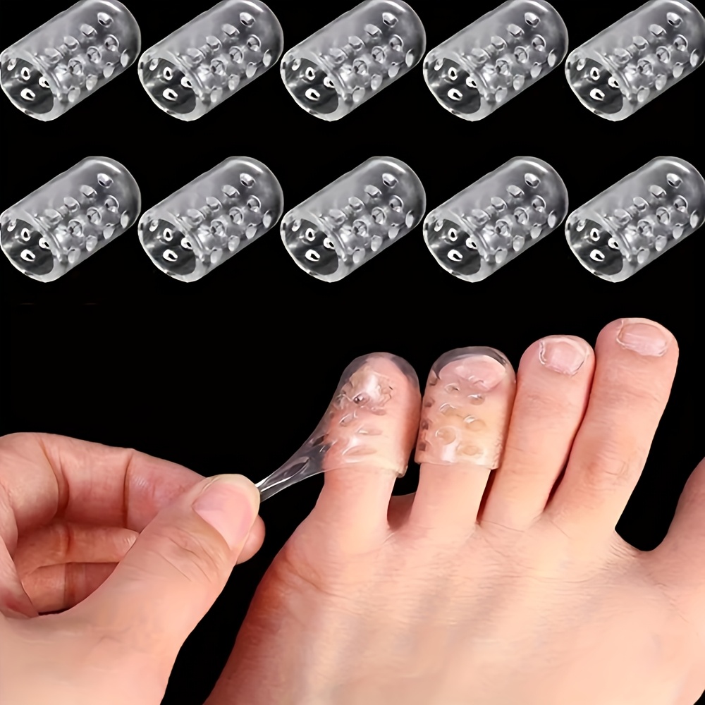 TEMU 12pcs Set Of Effective Protective Gear To Prevent On Toes And Fingers, Breathable Unisex Protective Gear With Ventilation Holes, Soft Silicone