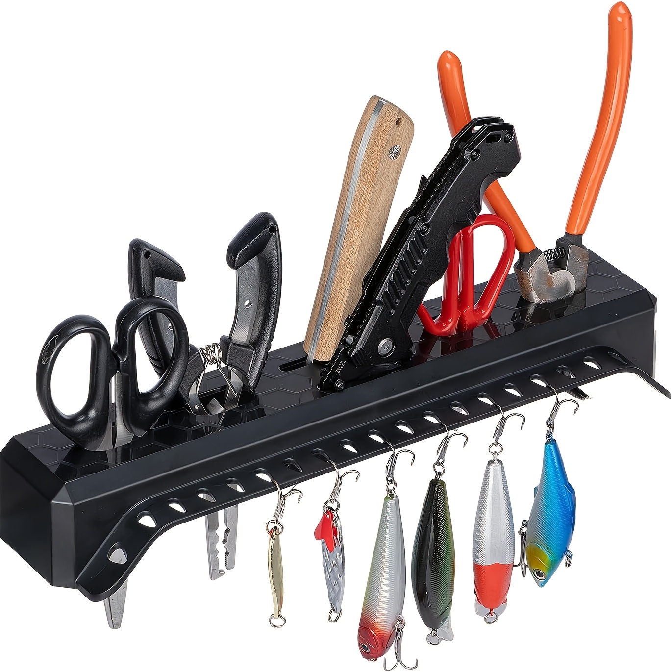 TEMU Porte-outils de pêche pour bateau, Porte-pince à hameçon pour bateau, Support de rangement pour matériel de pêche marine, Organisateur d'appâts