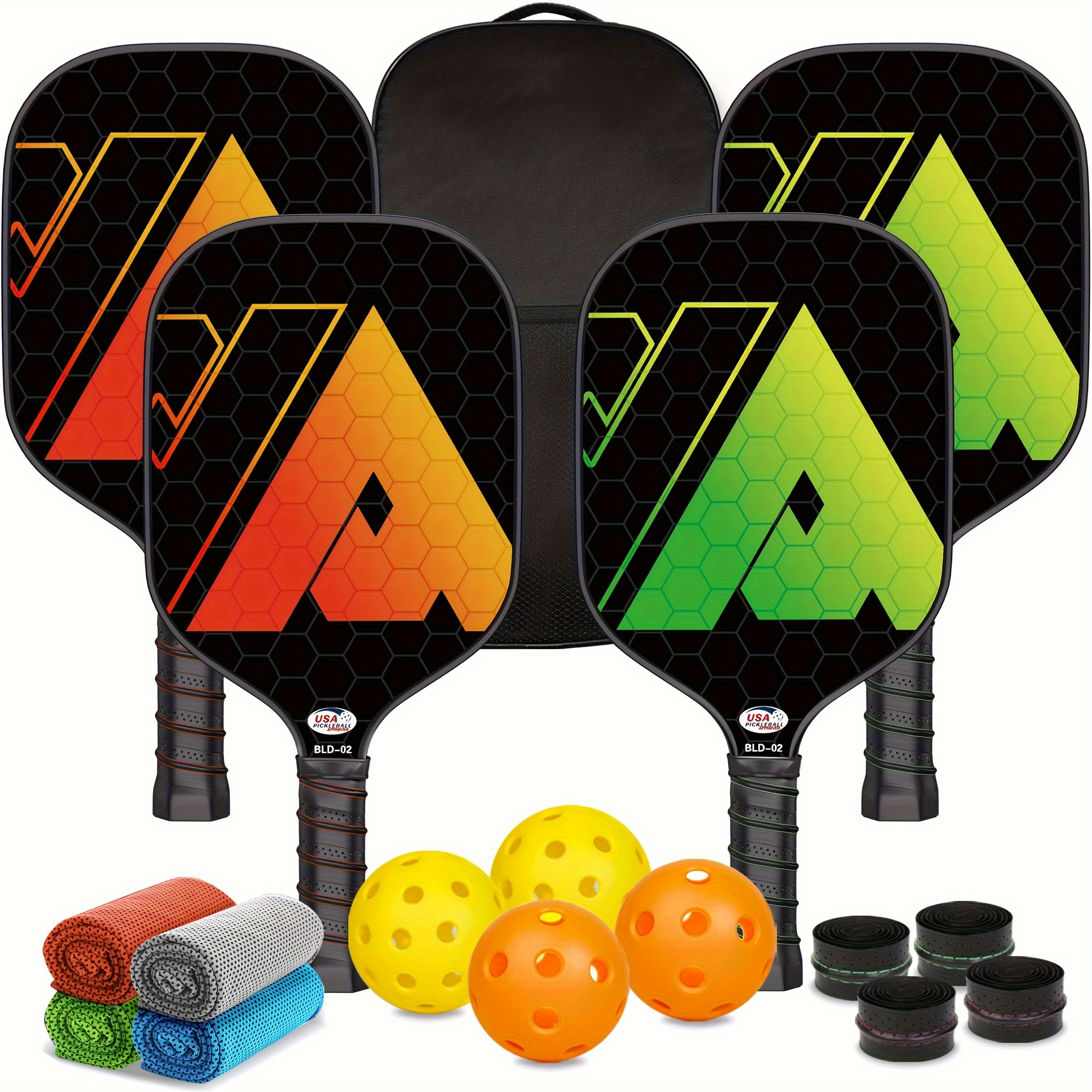 

Pickleball Paddles- Usapa Approved-fiberglass Pickleball Paddle Set Of 4 Pickleball Rackets, 4 Outdoor Indoor Pickleball Balls, Pickleball Bag, Ideal Pickle Ball Paddle Gifts For Women Men