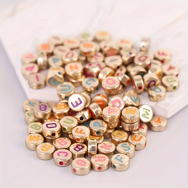 

Lot de 100/200 perles lettres en acrylique 4x7mm - Idéales pour la création de bijoux faits main