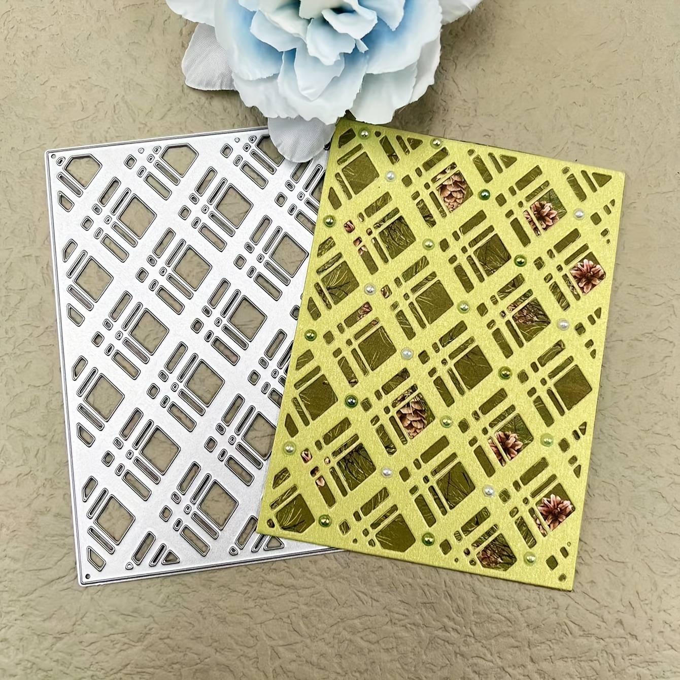 

A Diy Scrapbook With A Golden Irregular Background For Cutting Out Birthday Cake Decorations On A Card.