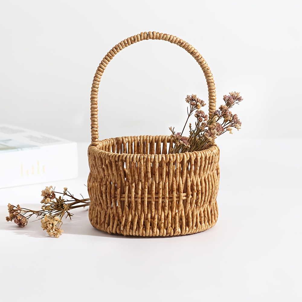 Mini Rattan Woven Hand Basket, Living Room Storage Basket, Gift Basket, Shelf Baskets