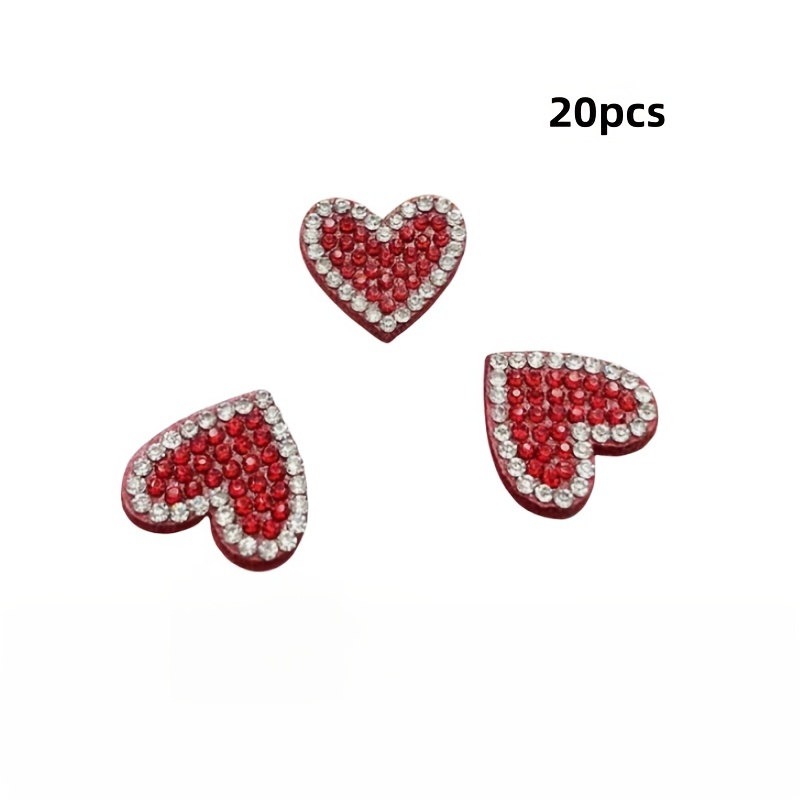 E-shop 20 Stück Funkelnde Rote Herz-Anhänger für DIY-Bastelarbeiten - Ideal für Haaraccessoires, Handyhüllen & Mode-Dekorationen, für Raumdekoration