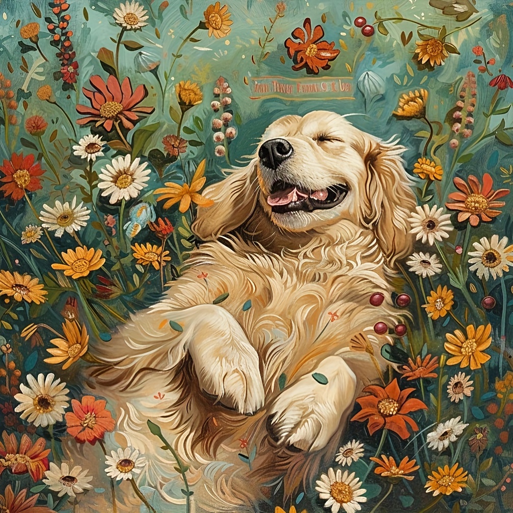 

1pc Large Size 40x40cm/15.7x15.7in Without Frame Diy 5d Artificial Diamond Art Painting Lovely Dog, Full Rhinestone Painting, Diamond Art Embroidery Kits, Handmade Home Room Office Wall Decor