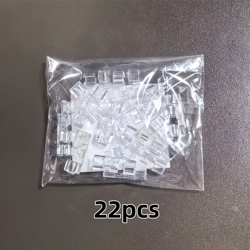TEMU 22 pezzi Clip per cavi trasparenti autoadesive, organizer per cavi senza trapano, clip di gestione dei cavi anticaduta con design interbloccante