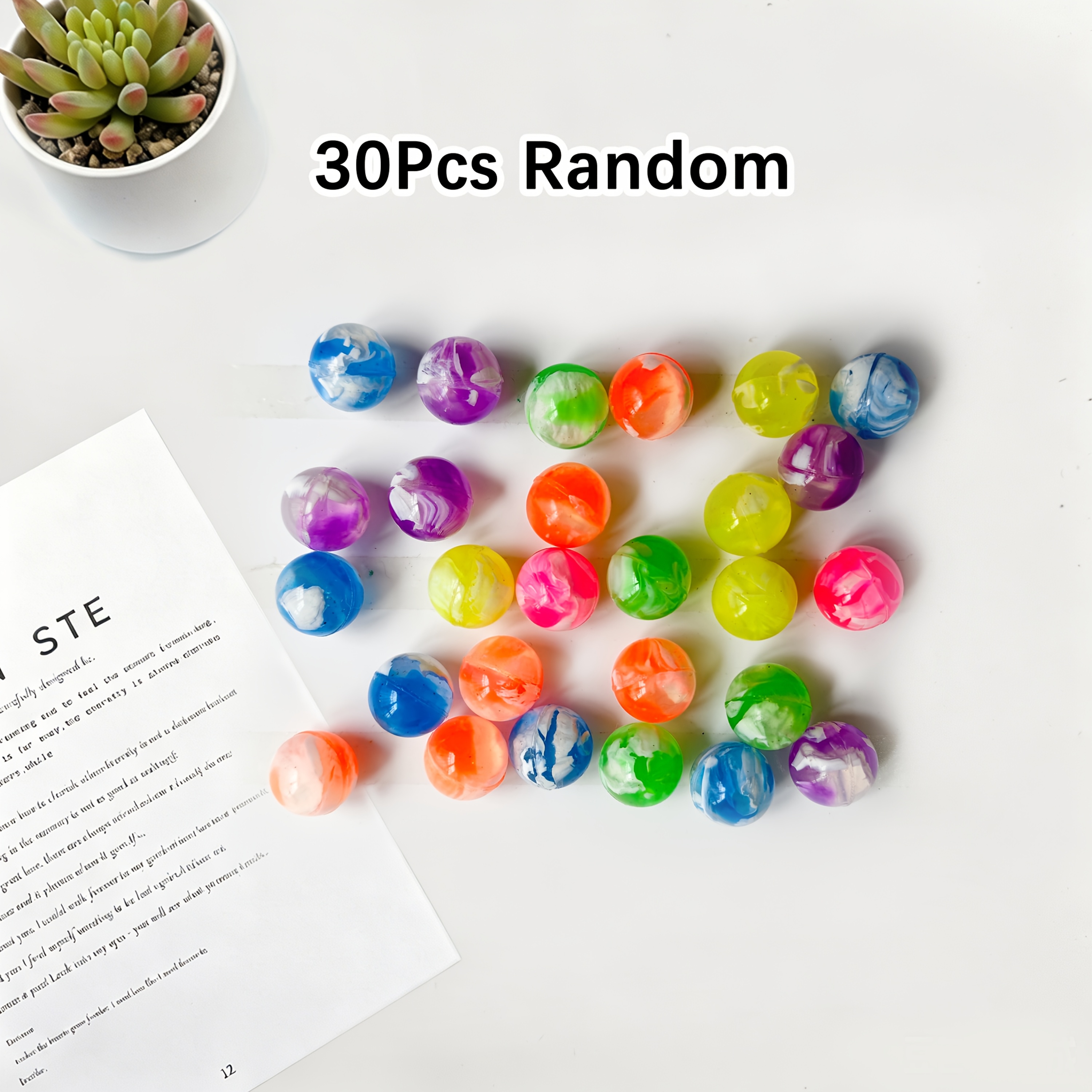 TEMU 30 Mini Balles Rebondissantes Colorées | Jouets en Caoutchouc pour Enfants, Filles et Garçons, Cadeaux de Fête, Jouets d'Extérieur, Remplissage