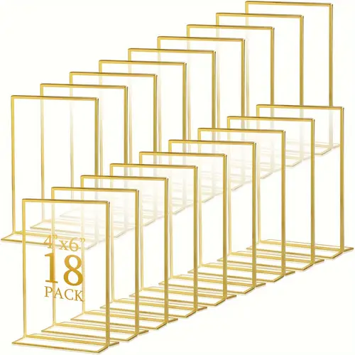18 pack frame acrylic sign holder table number holders wedding sign double sided picture vertical clear stand for restaurant menu home photo display vertical 4 x 6 inch