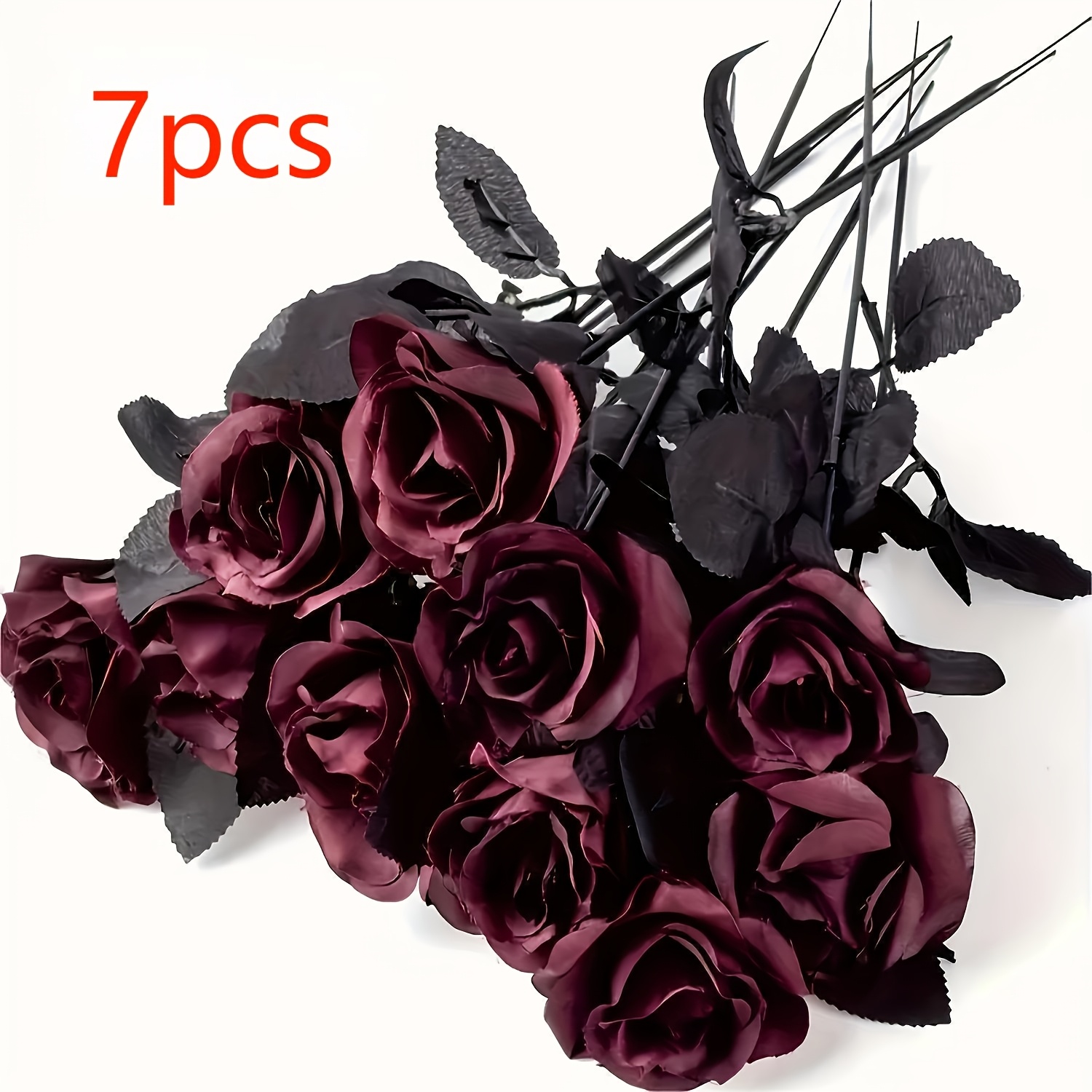 Image of 7pcs Artificial Rose Red. Advanced Textured Simulation Bouquets Used For Valentine's Day And Other Festivals.