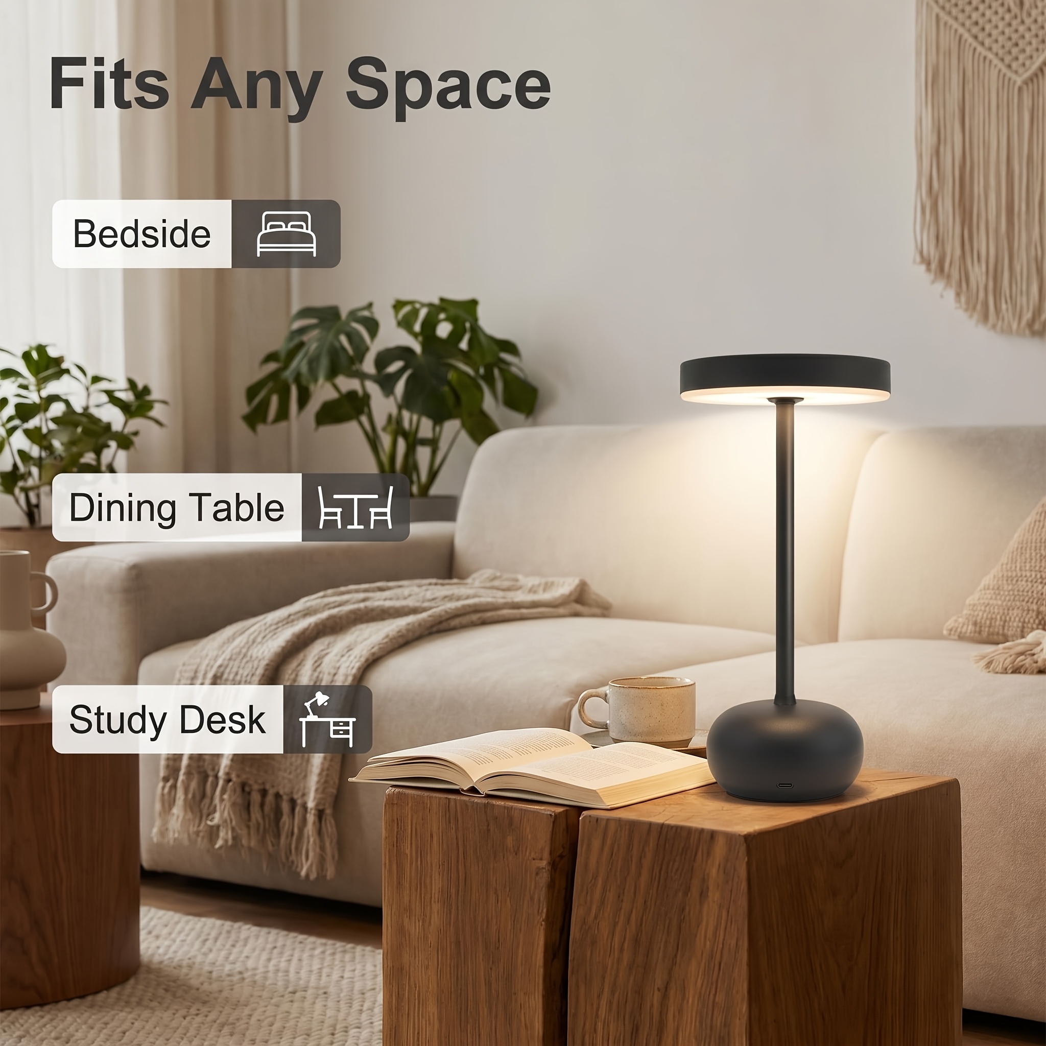 Minimalist LED Table Lamp with Touch Sensor and Infinite Dimming