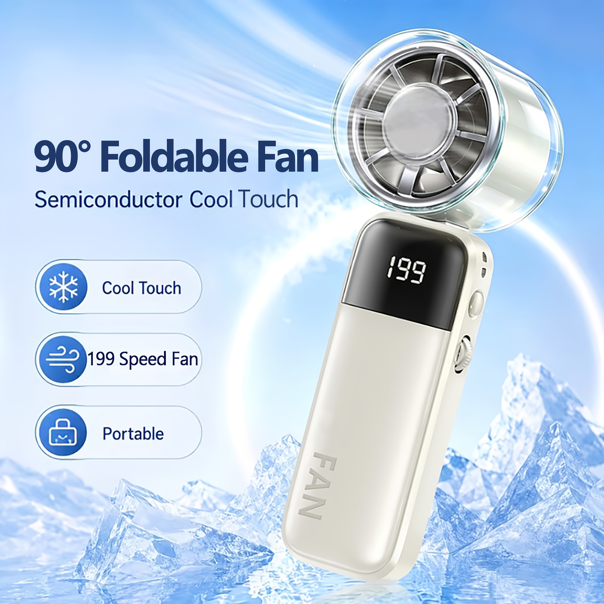 W&o 3-in-1 Cooling Mini Handheld Fan | Waist Fan | Desk Fan - Semiconductor Cooling Ice Fan, Usb Rechargeable Outdoor Fan, 199 For Travel Camping Outdoor - Great Summer Birthday Gift