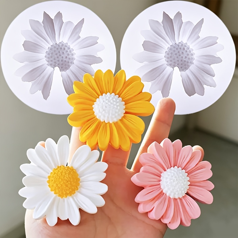 TEMU 2pcs Chrysanthemum Candle Silicone Mold, Resin Clay Diffuser Stone Mold For Diy Decoration Making