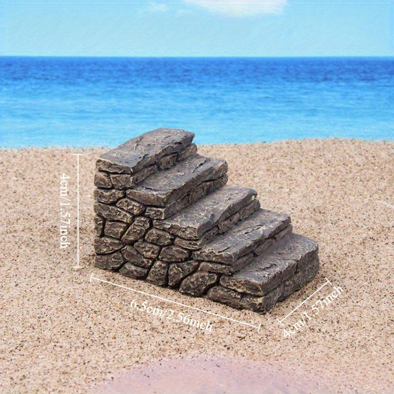 1pc Miniature Resin Stone Stairs, A Small-scale Retro Staircase Model Figurine For Fairy Garden Decoration, Including Ornaments And Additions For Micro Landscapes, Decor, Photography Props, And Gifts